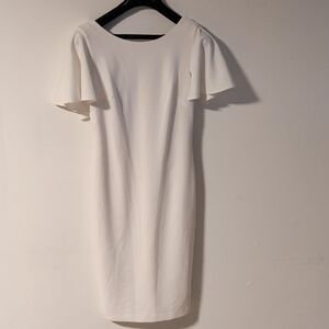 Elegant White Flutter Sleeve Dress